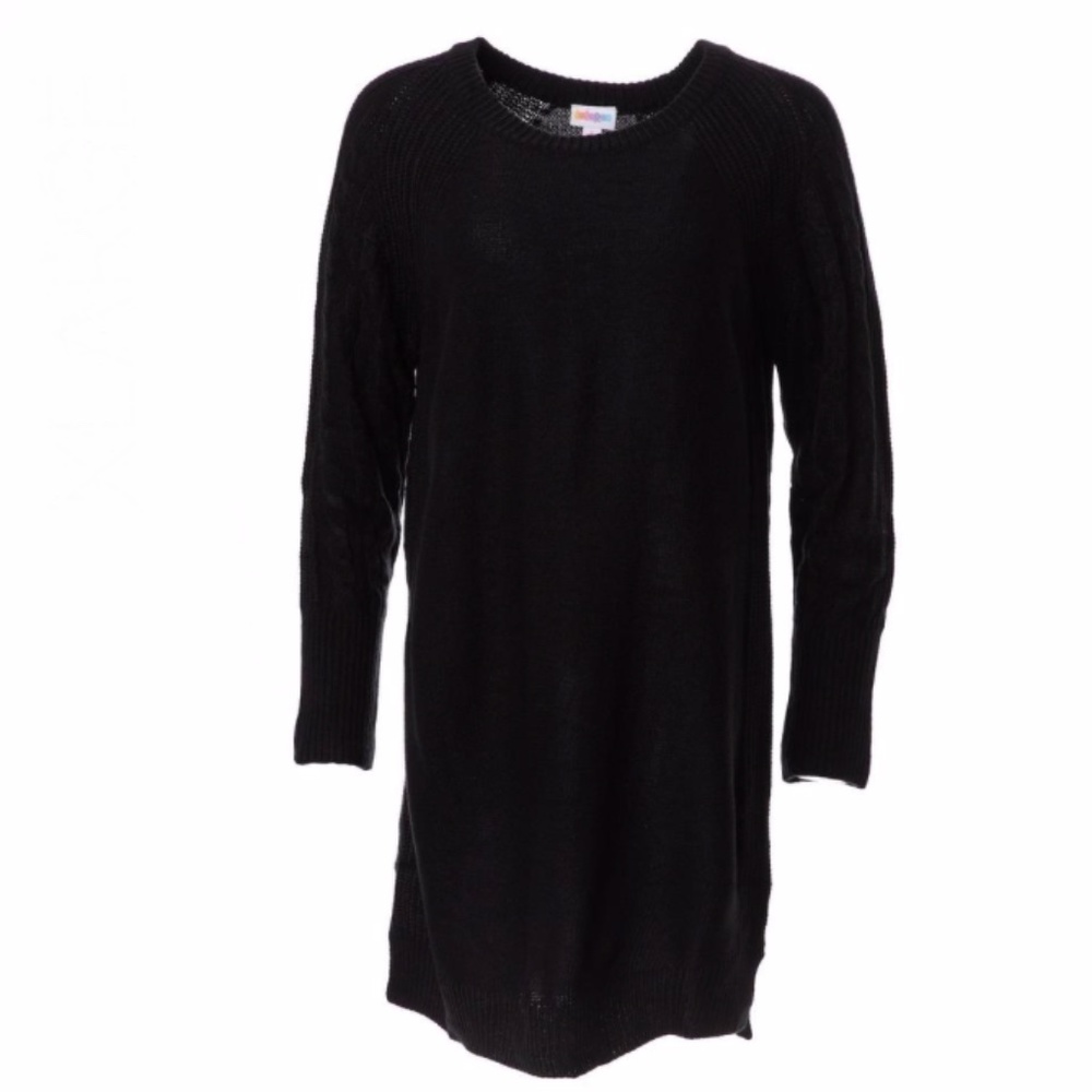 LuLaRoe Lauren knit Dress Solid Black NWT Stretchy & Soft!